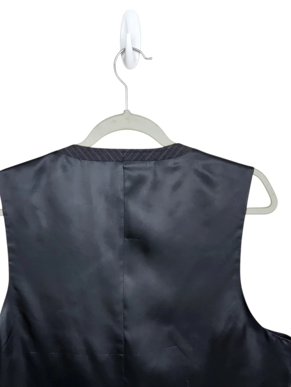 J. Crew Dark Grey Black Pinstripe Suit Vest NWT Wool 27565 Formal Mens Size L